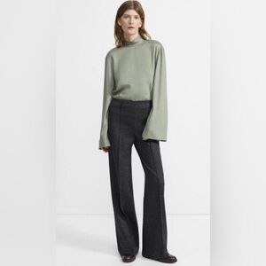 Theory Melange Charcoal Wide Leg Pull On Ponte Pants- $355